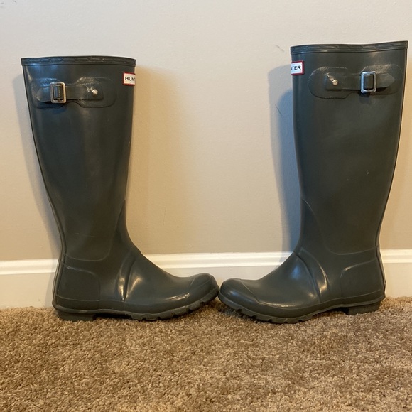 Hunter Original Tall Matte Rubber Rain Boots Gray - Picture 4 of 9